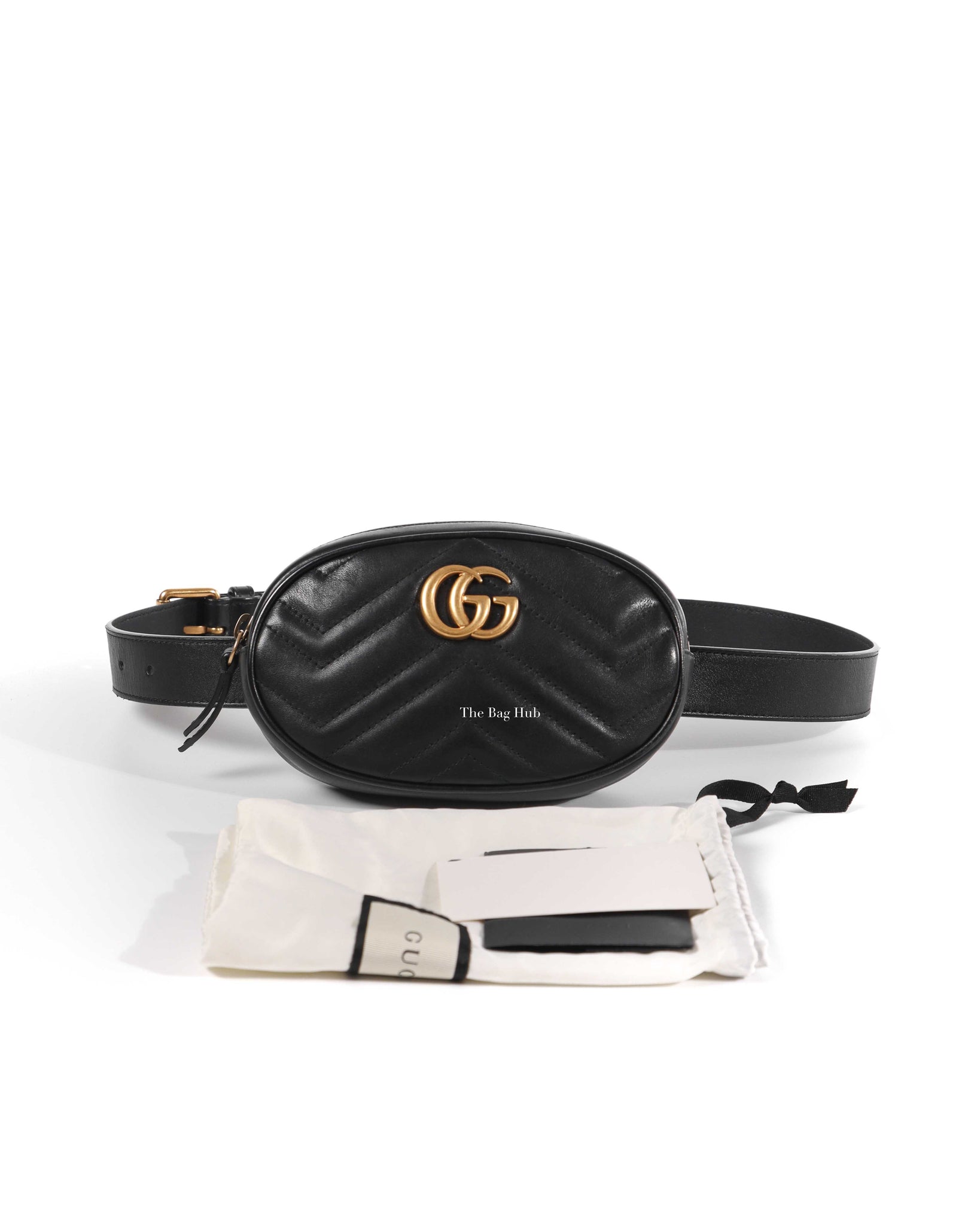 Gucci Black GG Marmont Matelasse Belt Bag-12