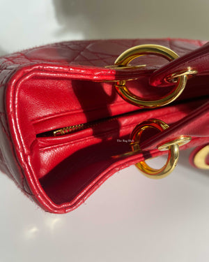 Christian Dior Red Lambskin Lady Dior Medium Bag-19