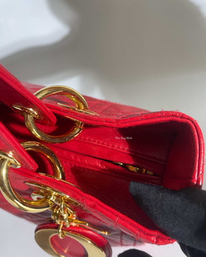 Christian Dior Red Lambskin Lady Dior Medium Bag-20