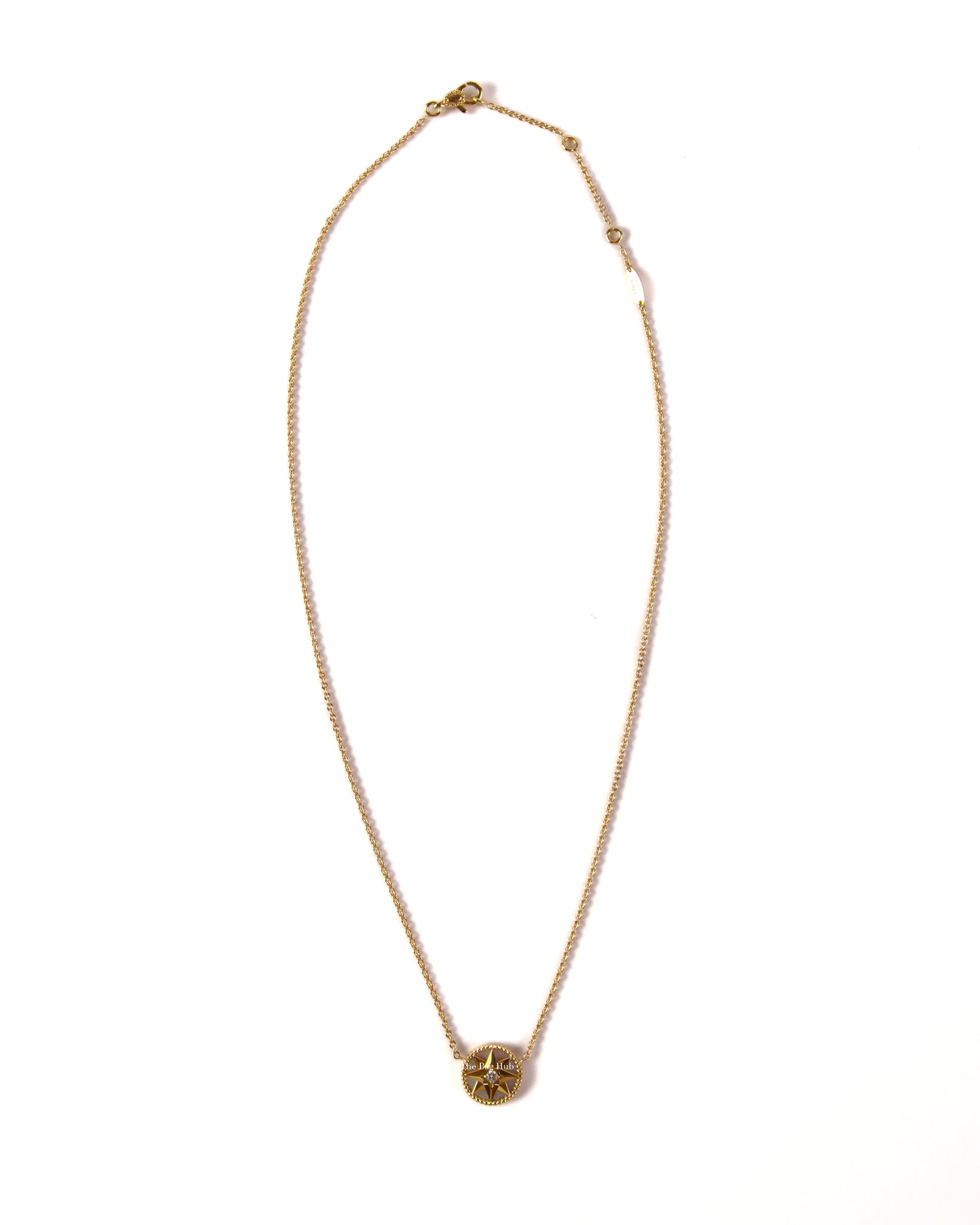 Dior 18K Yellow Gold Rose Des Vents Medallion W/ Mother Pearl Stone and Diamond Necklace-Image-2