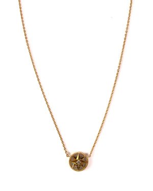 Dior 18K Yellow Gold Rose Des Vents Medallion W/ Mother Pearl Stone and Diamond Necklace-Image-3