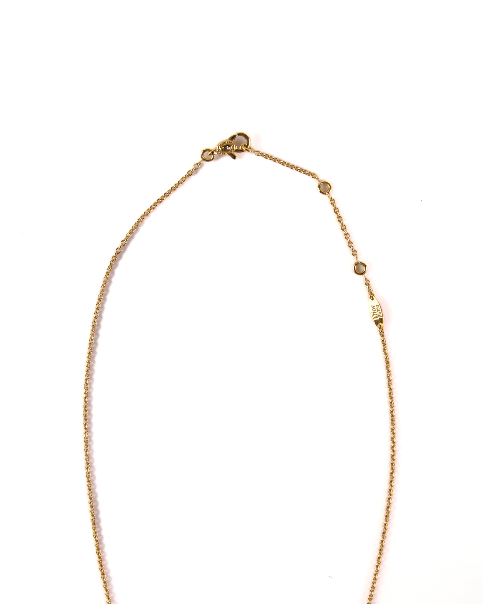4Dior 18K Yellow Gold Rose Des Vents Medallion W/ Mother Pearl Stone and Diamond Necklace-Image-4