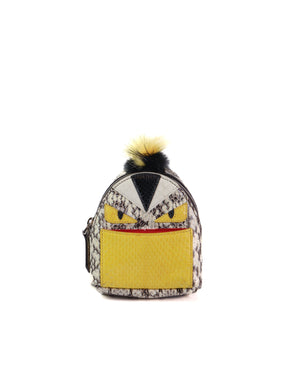 Fendi Multicolored Python and Fur Mini Monster Backpack Charm-2