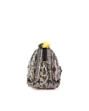 Fendi Multicolored Python and Fur Mini Monster Backpack Charm-3