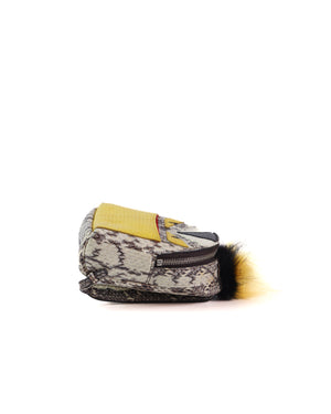 Fendi Multicolored Python and Fur Mini Monster Backpack Charm-5