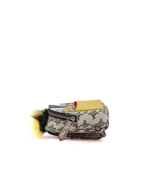 Fendi Multicolored Python and Fur Mini Monster Backpack Charm-4