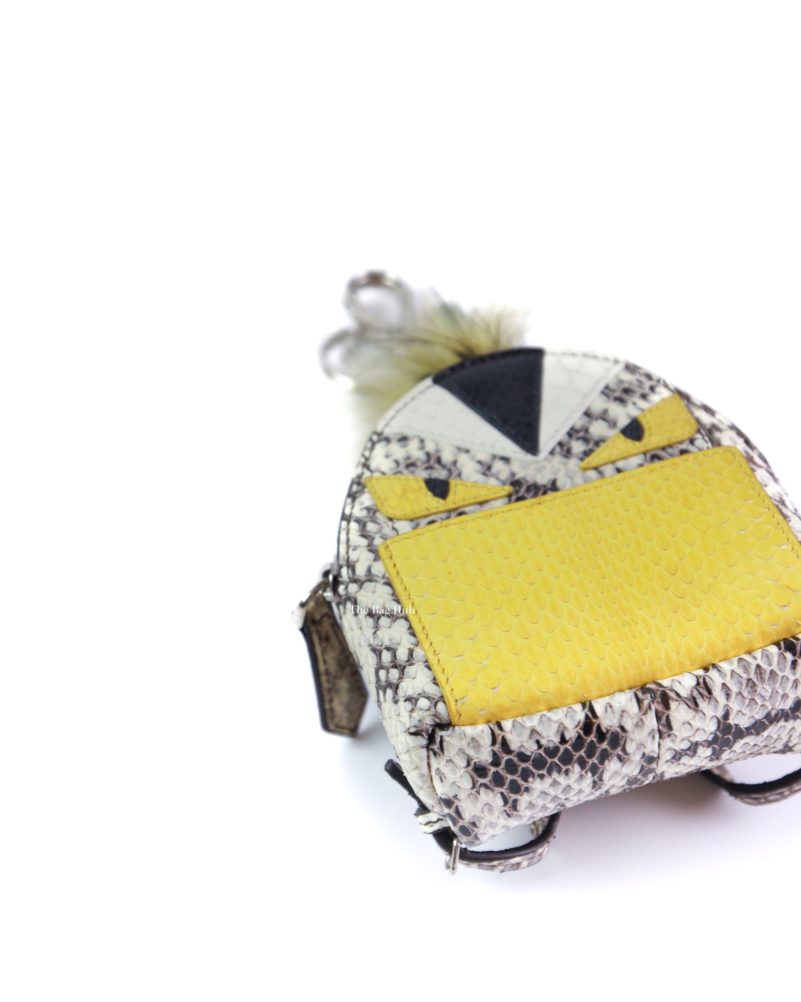 Fendi Multicolored Python and Fur Mini Monster Backpack Charm-7