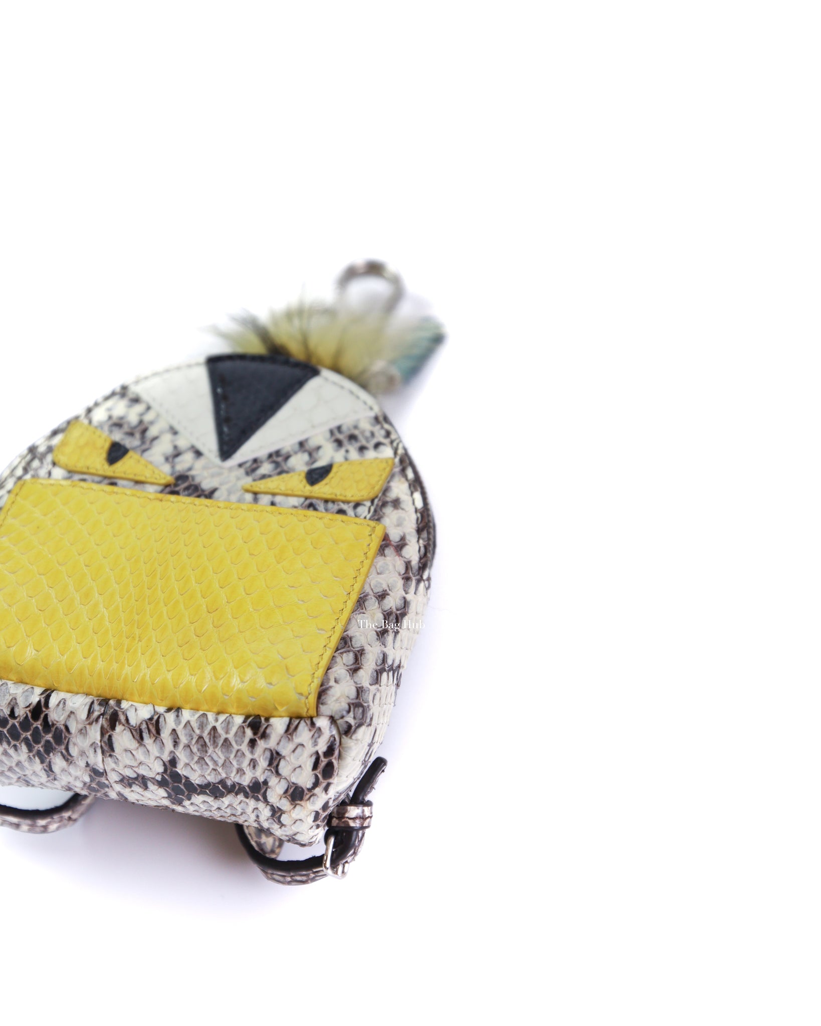 Fendi Multicolored Python and Fur Mini Monster Backpack Charm-8