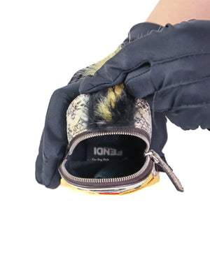 Fendi Multicolored Python and Fur Mini Monster Backpack Charm-11