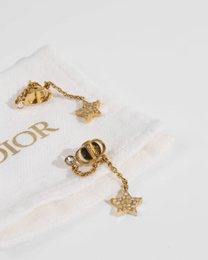 Dior Gold Plated Star Pendant Earrings