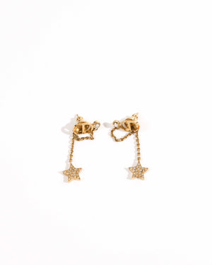 Dior Gold Plated Star Pendant Earrings