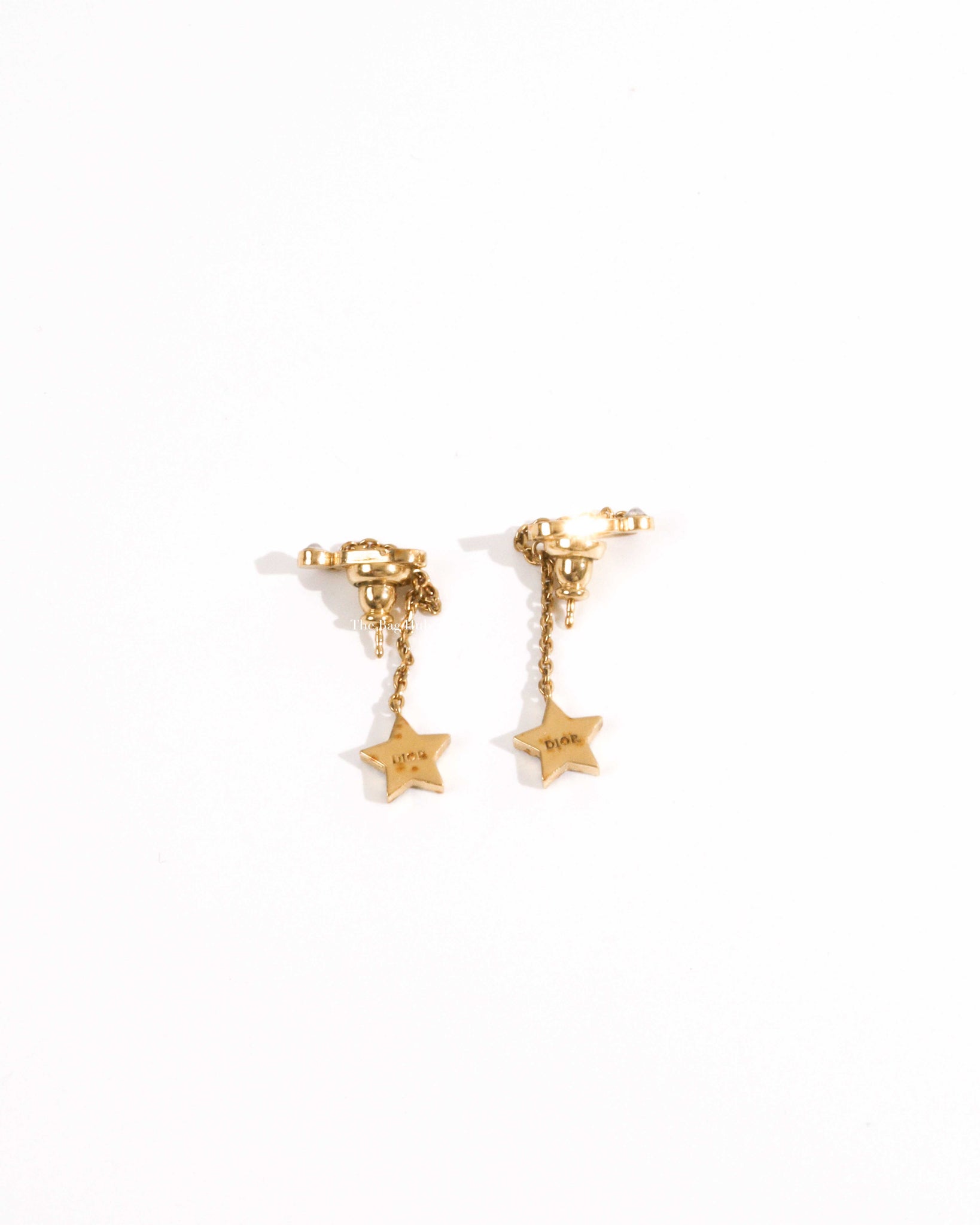 Dior Gold Plated Star Pendant Earrings