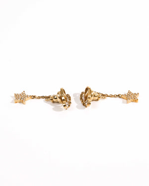 Dior Gold Plated Star Pendant Earrings