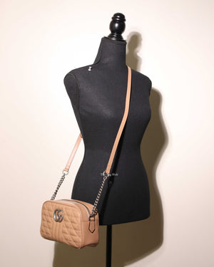 Gucci Beige GG Marmont Aria Small Shoulder Bag