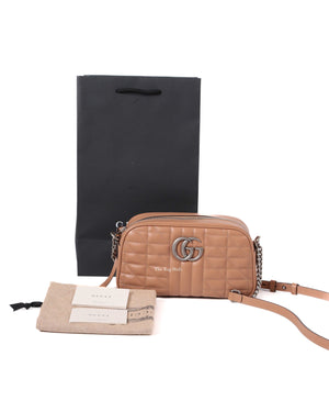 Gucci Beige GG Marmont Aria Small Shoulder Bag