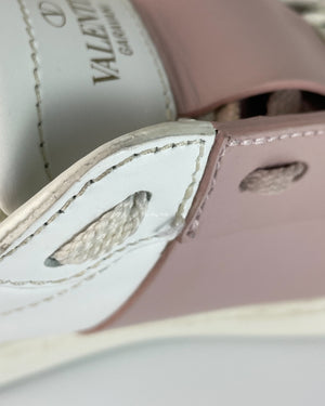 Valentino Garavani White/Pink Butterfly Embroidered Sneakers Size 36-14