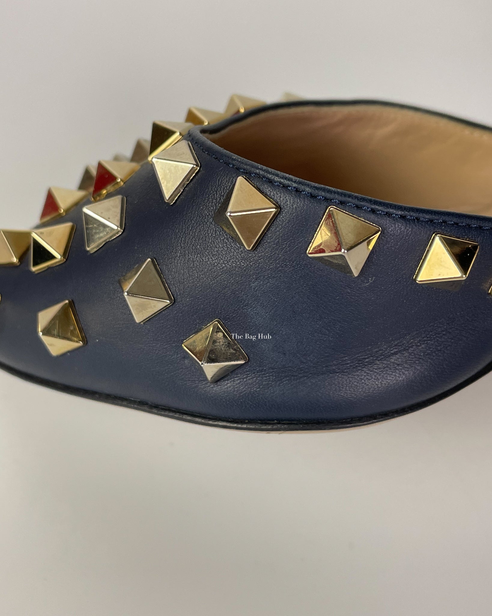 Valentino Marine Rockstud Peep Toe Block Heel Size 39