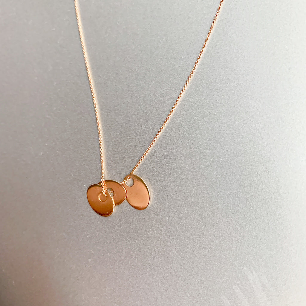 Triple Oval Rose Gold Necklace 18K-1