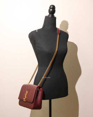 Saint Laurent Burgundy Vicky Medium Bag-12
