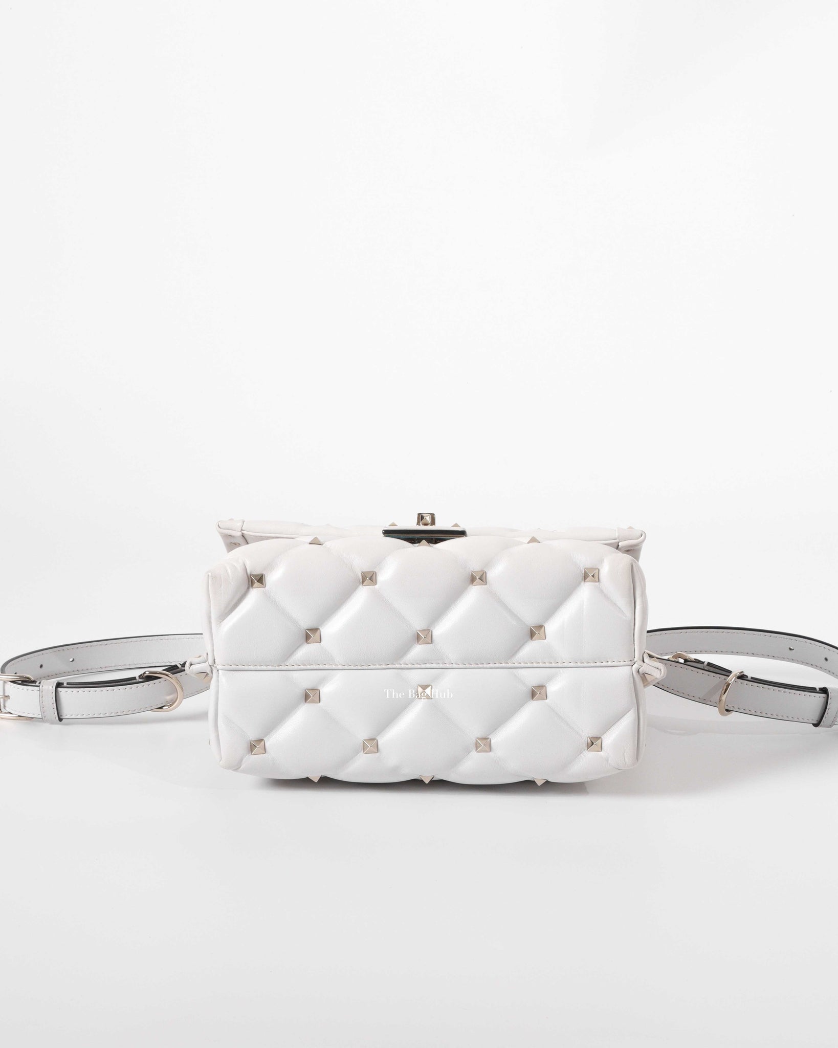 Valentino Garavani White VLTN Print Candystud Top Handle Bag