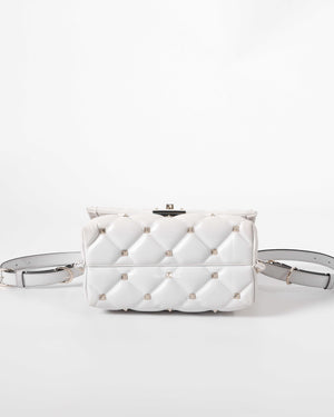 Valentino Garavani White VLTN Print Candystud Top Handle Bag