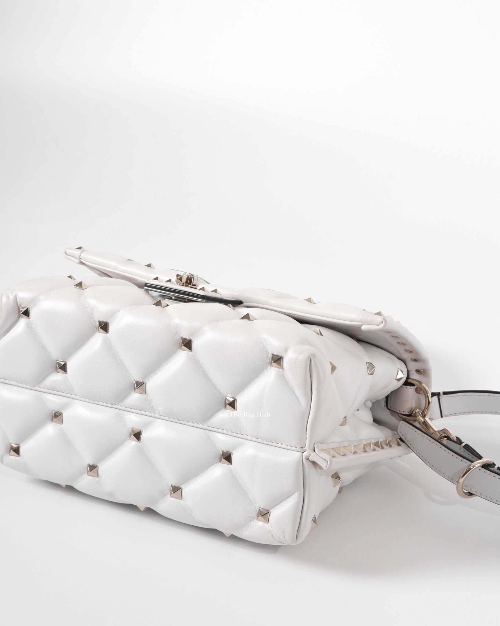 Valentino Garavani White VLTN Print Candystud Top Handle Bag