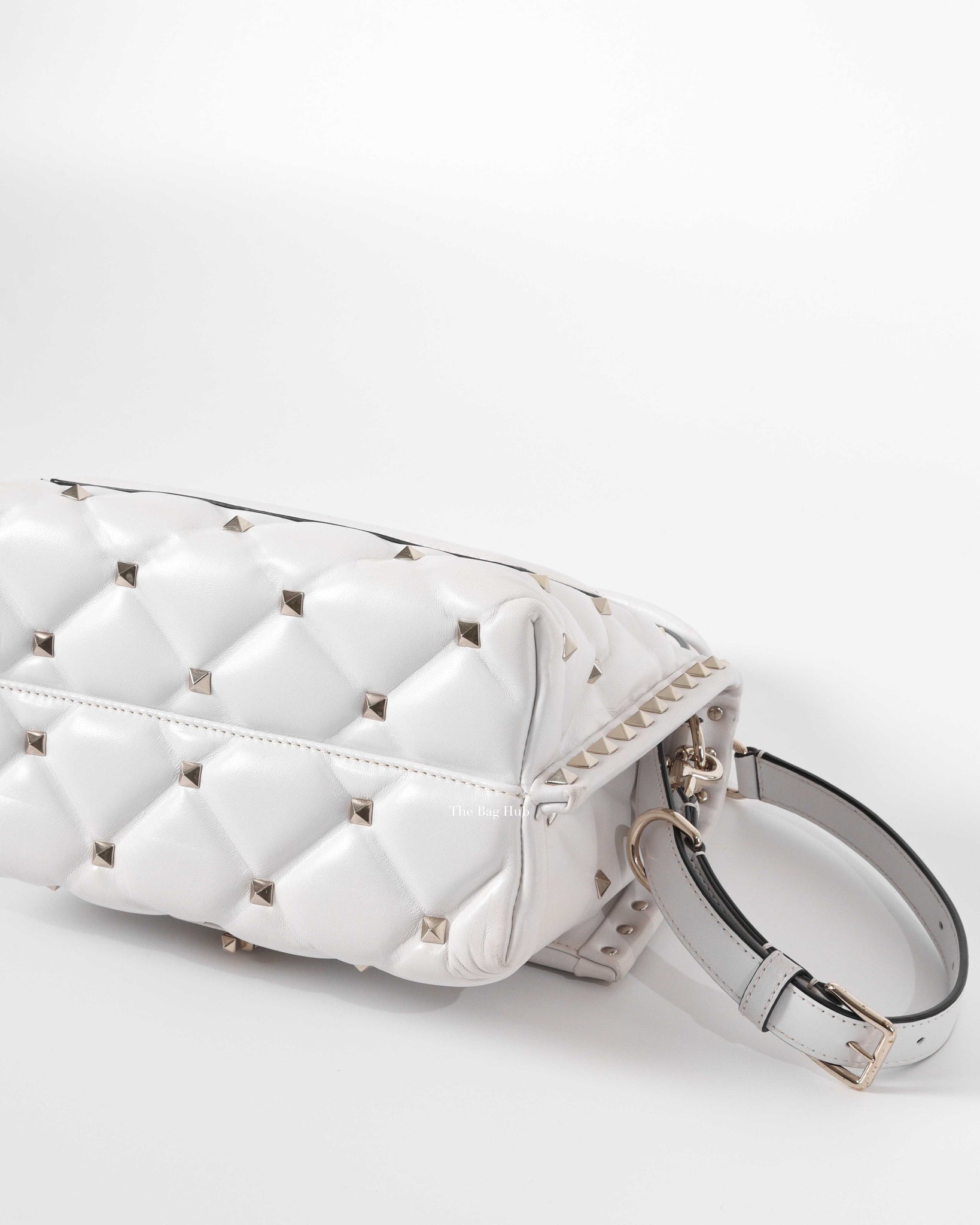 Valentino Garavani White VLTN Print Candystud Top Handle Bag