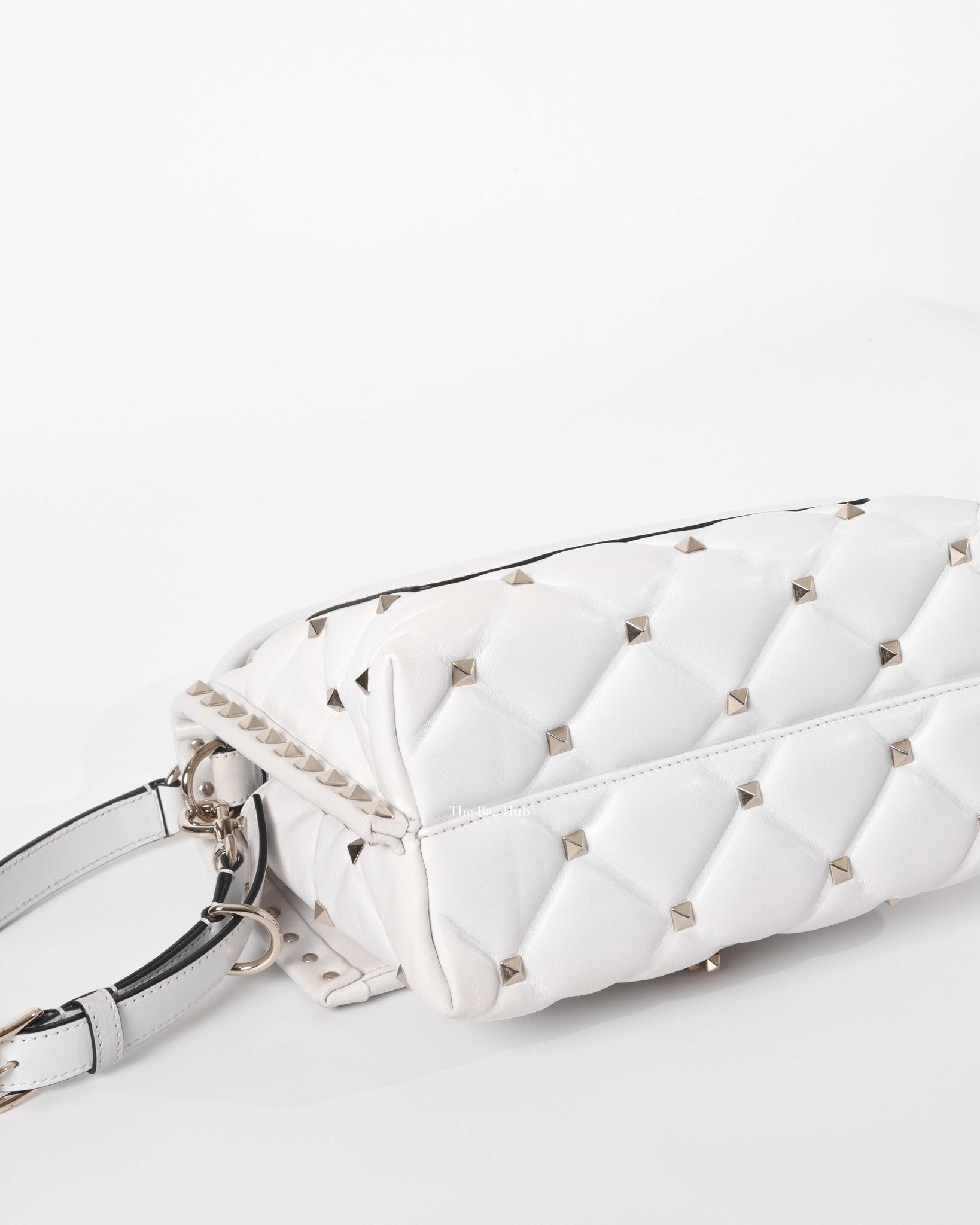 Valentino Garavani White VLTN Print Candystud Top Handle Bag