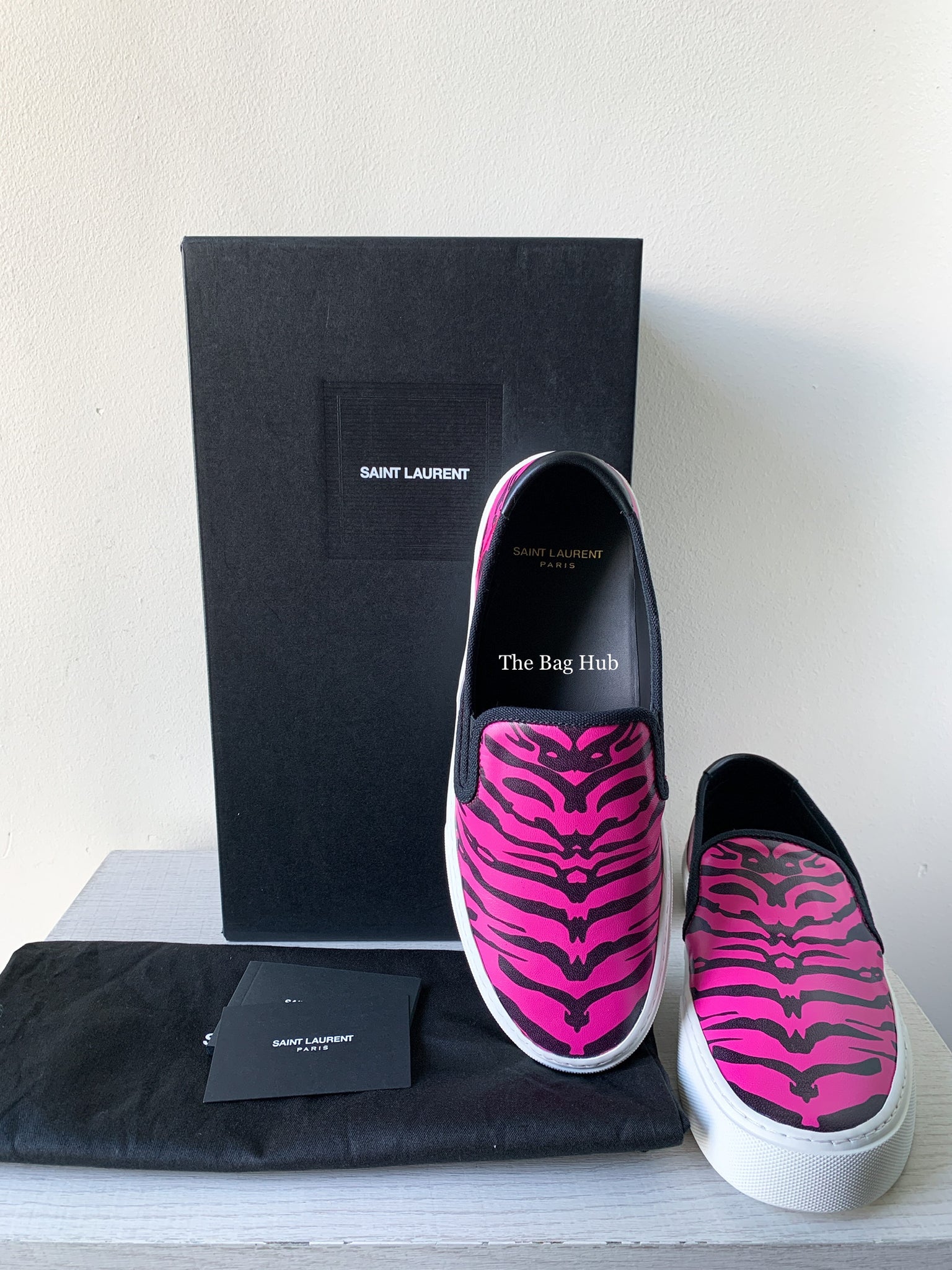 Saint Laurent Nero/Fushia Venice Low Top Slip-On Sneakers Size 40.5-9