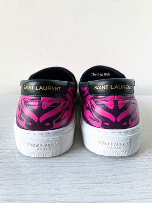 Saint Laurent Nero/Fushia Venice Low Top Slip-On Sneakers Size 40.5-7