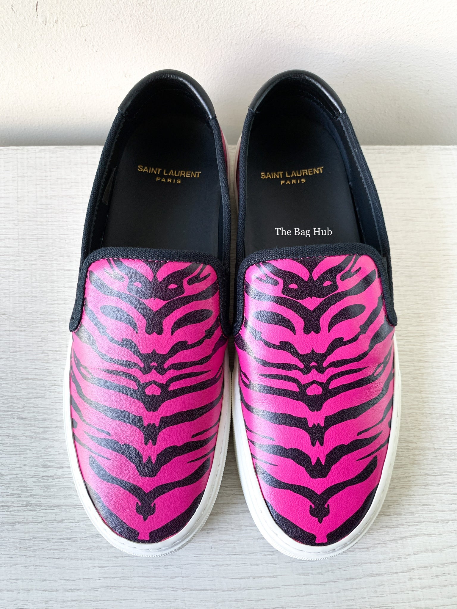 Saint Laurent Nero/Fushia Venice Low Top Slip-On Sneakers Size 40.5-4