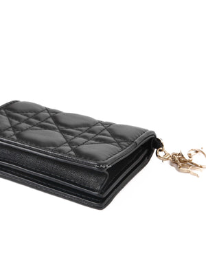 Dior Black Cannage Lady Dior Flap Card Holder