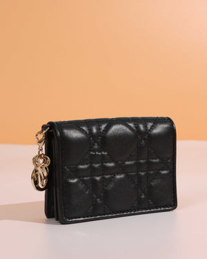 Dior Black Cannage Lady Dior Flap Card Holder