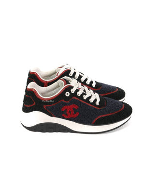 Chanel Black/Red/Navy Sneakers Size 37.5