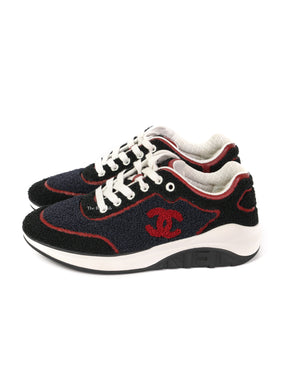 Chanel Black/Red/Navy Sneakers Size 37.5