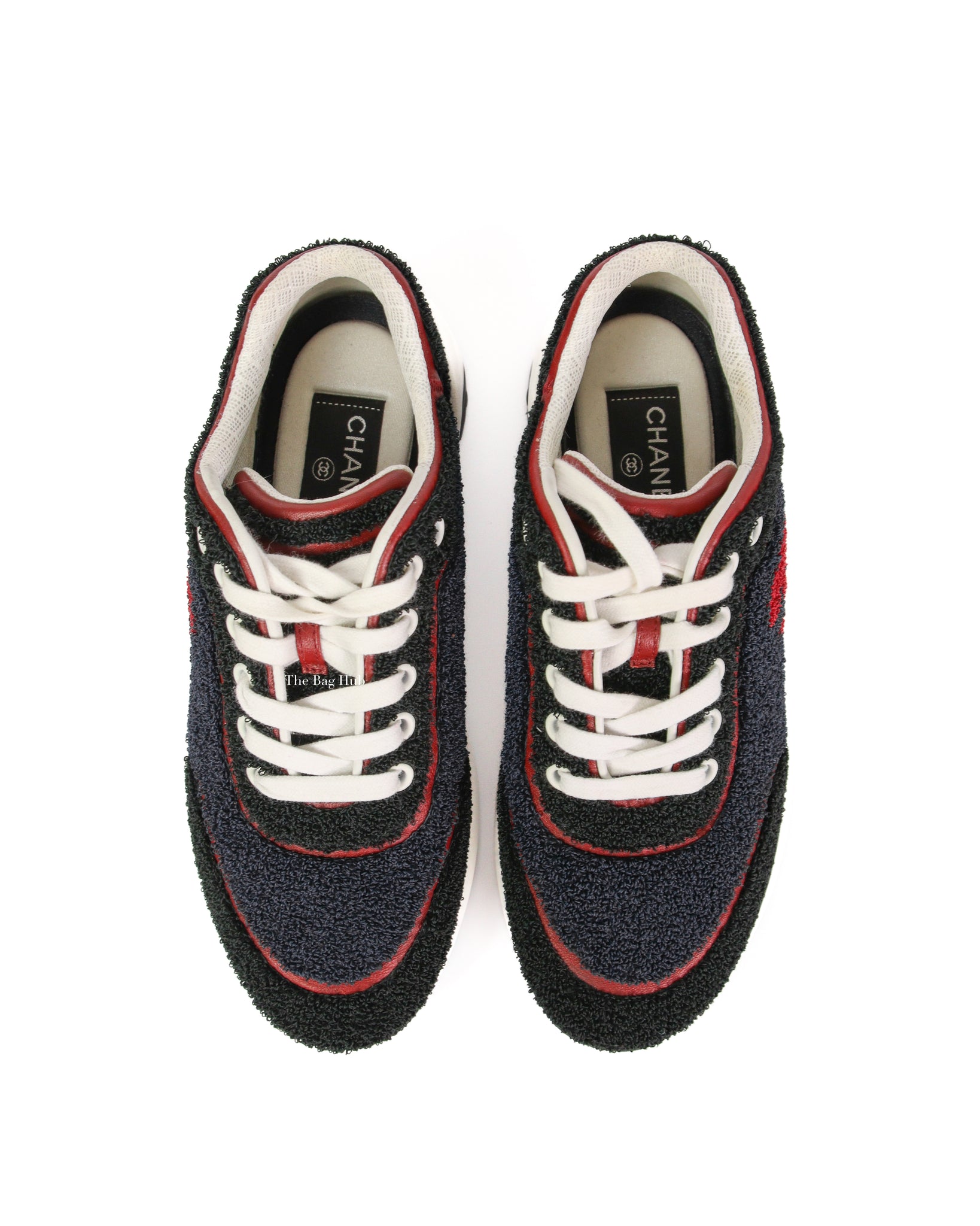Chanel Black/Red/Navy Sneakers Size 37.5