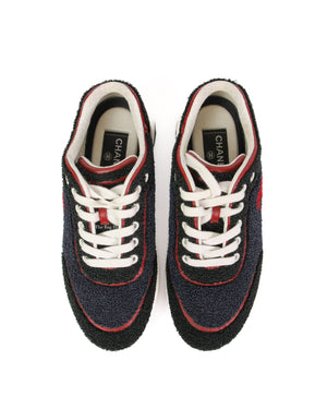 Chanel Black/Red/Navy Sneakers Size 37.5