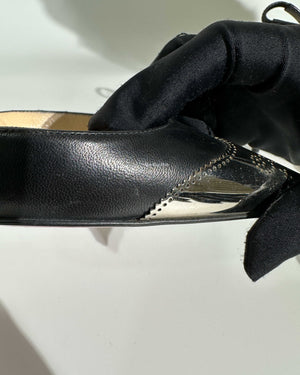 Christian Louboutin Black Calamijane Slingback Pumps size 36.5