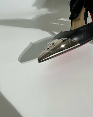 Christian Louboutin Black Calamijane Slingback Pumps size 36.5