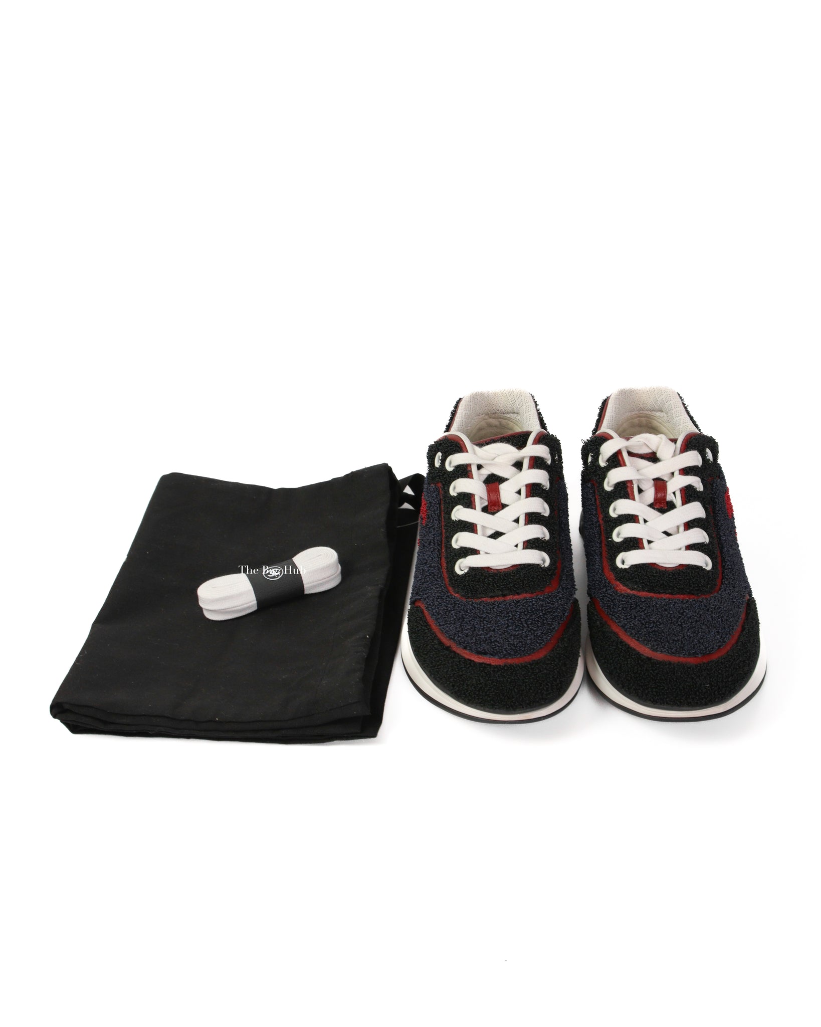 Chanel Black/Red/Navy Sneakers Size 37.5