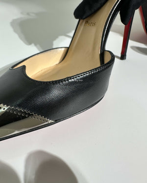 Christian Louboutin Black Calamijane Slingback Pumps size 36.5