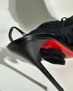 Christian Louboutin Black Calamijane Slingback Pumps size 36.5