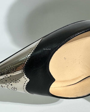Christian Louboutin Black Calamijane Slingback Pumps size 36.5