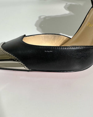 Christian Louboutin Black Calamijane Slingback Pumps size 36.5