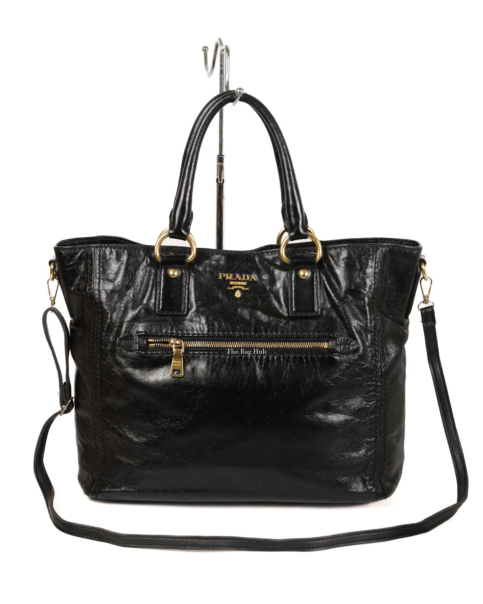 Prada Nero Vitello Shine Shopping Tote Bag BN2151