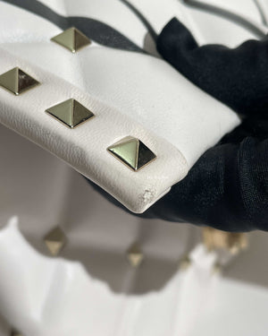 Valentino Garavani White VLTN Print Candystud Top Handle Bag