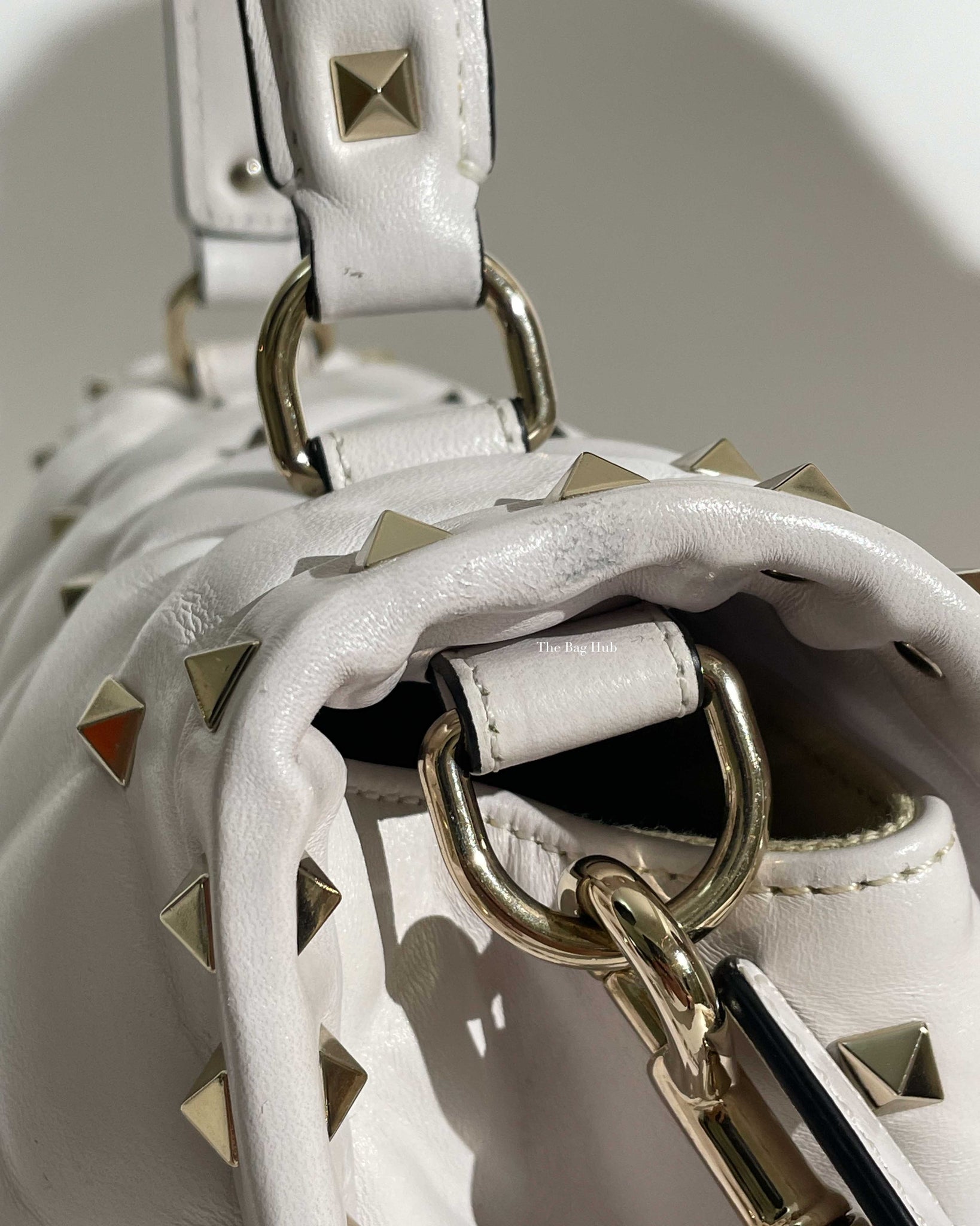 Valentino Garavani White VLTN Print Candystud Top Handle Bag