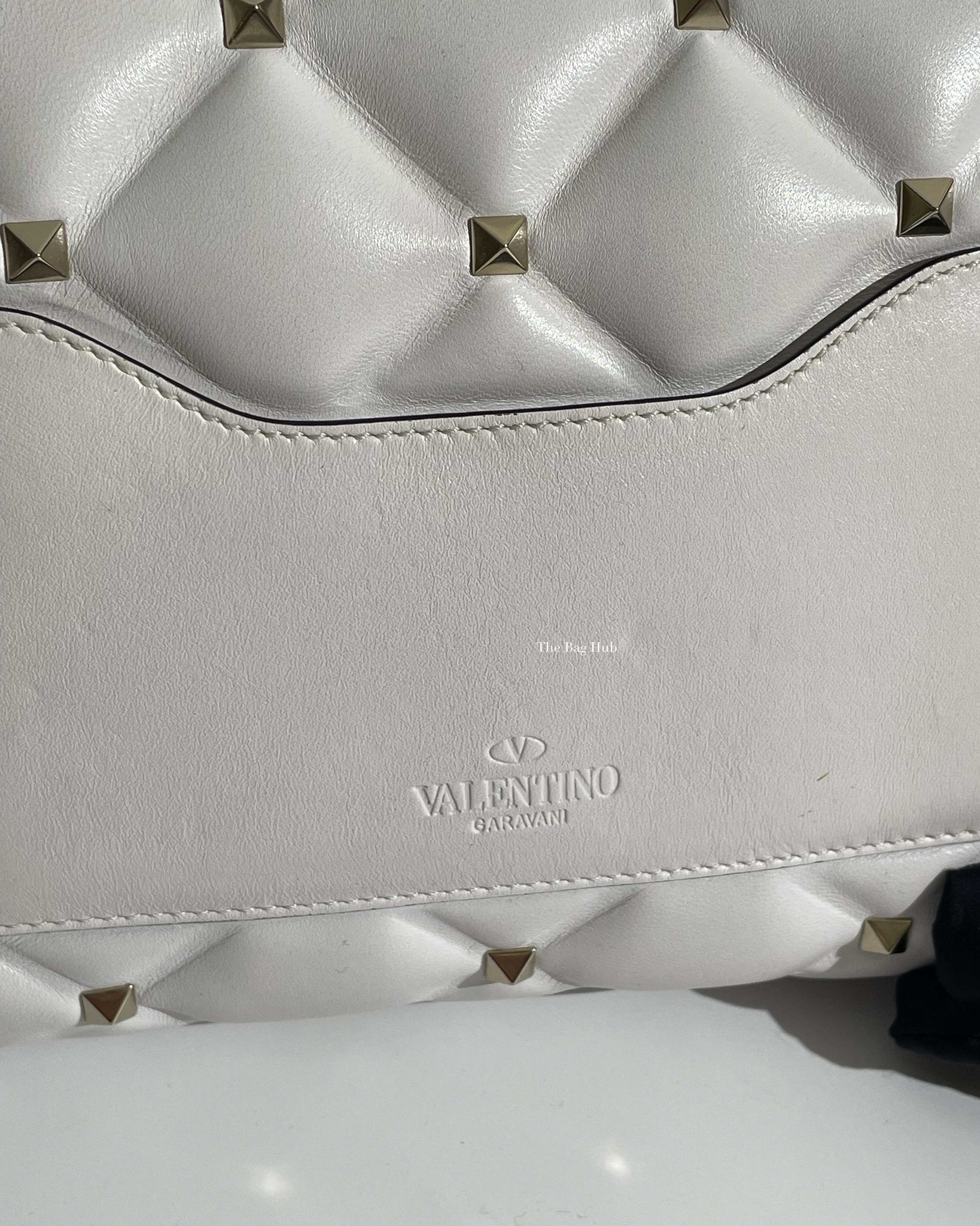 Valentino Garavani White VLTN Print Candystud Top Handle Bag