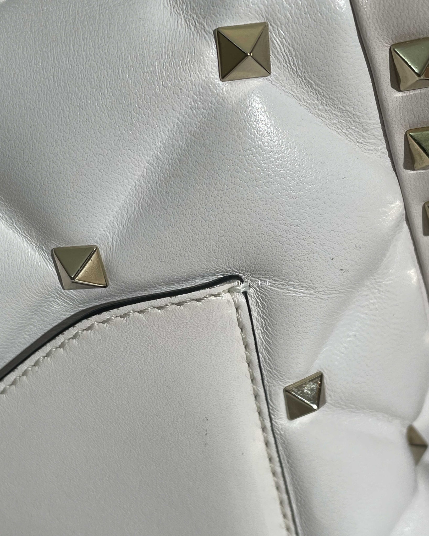 Valentino Garavani White VLTN Print Candystud Top Handle Bag