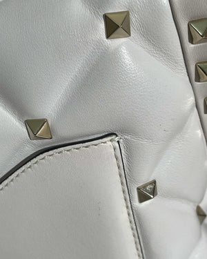 Valentino Garavani White VLTN Print Candystud Top Handle Bag